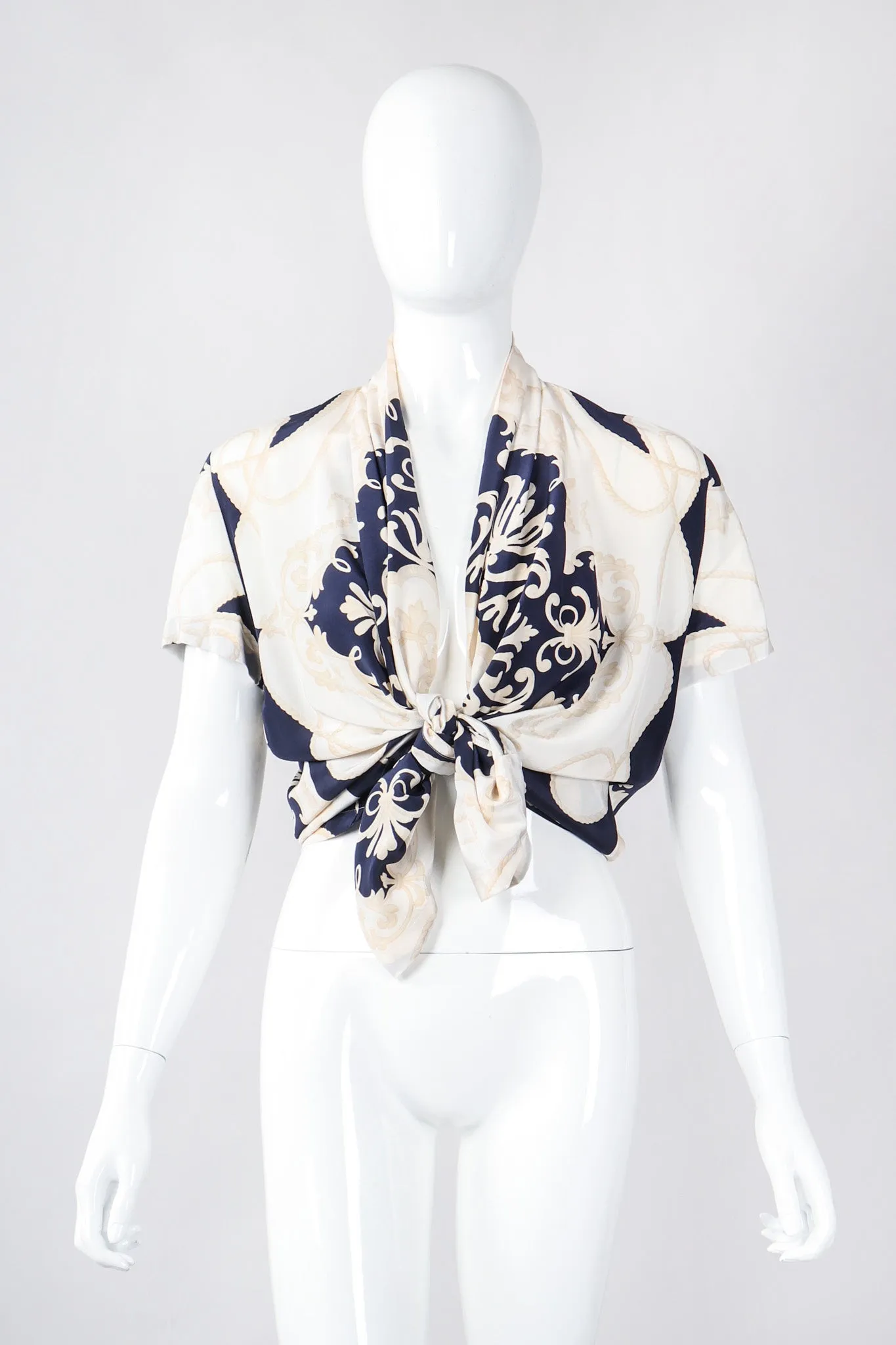 Rope Print Silk Jacket & Blouse Set