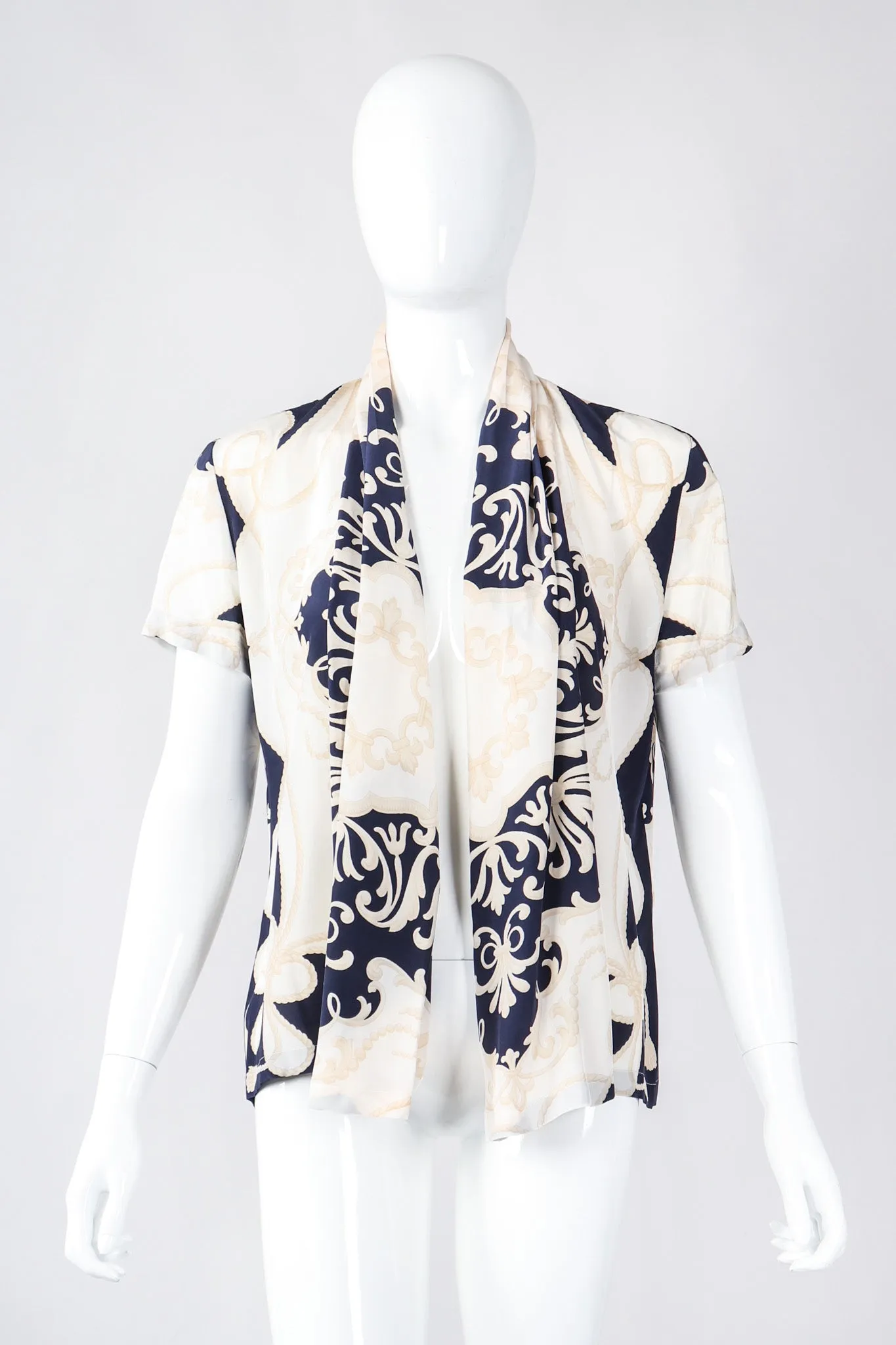 Rope Print Silk Jacket & Blouse Set