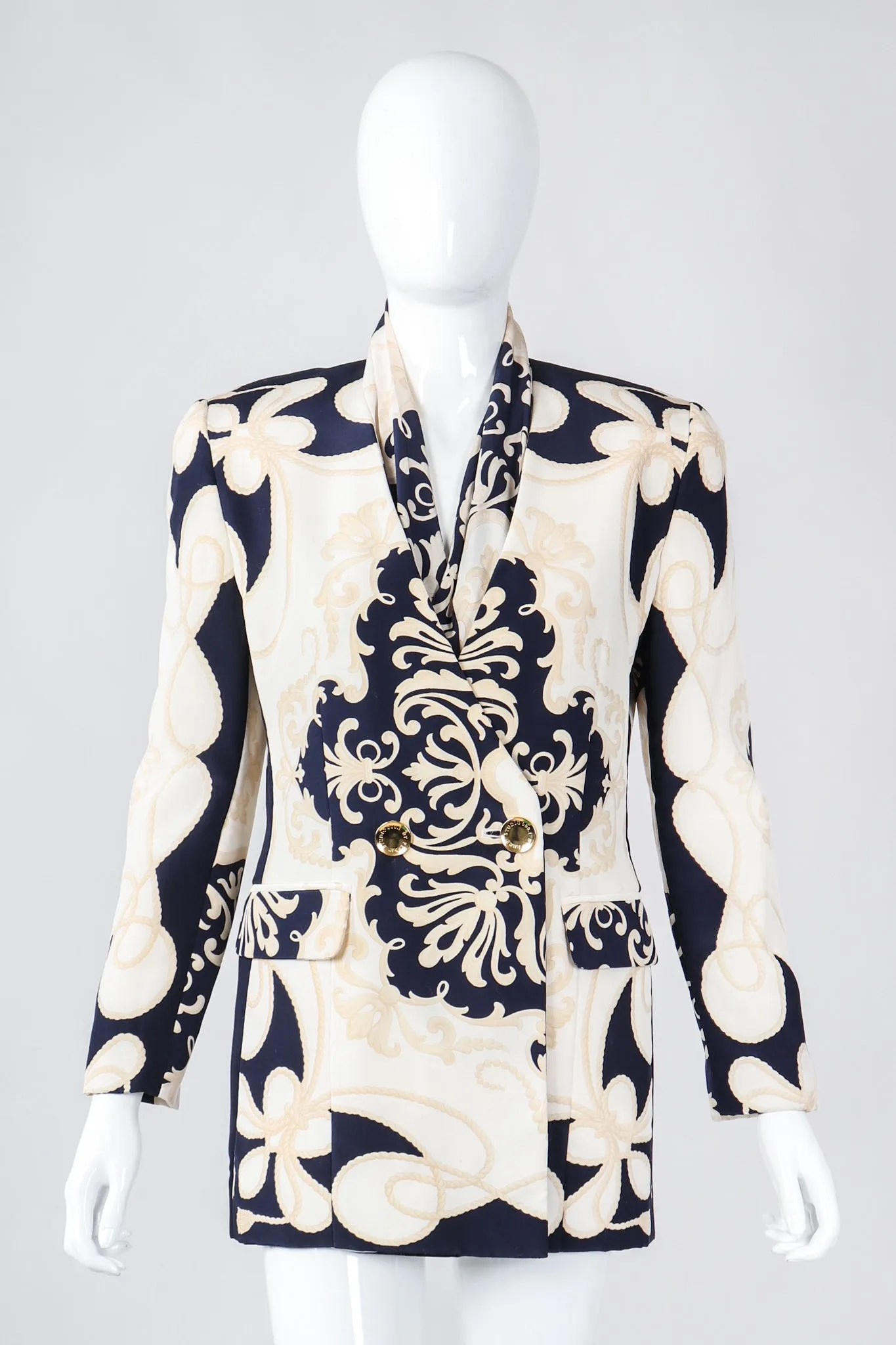 Rope Print Silk Jacket & Blouse Set
