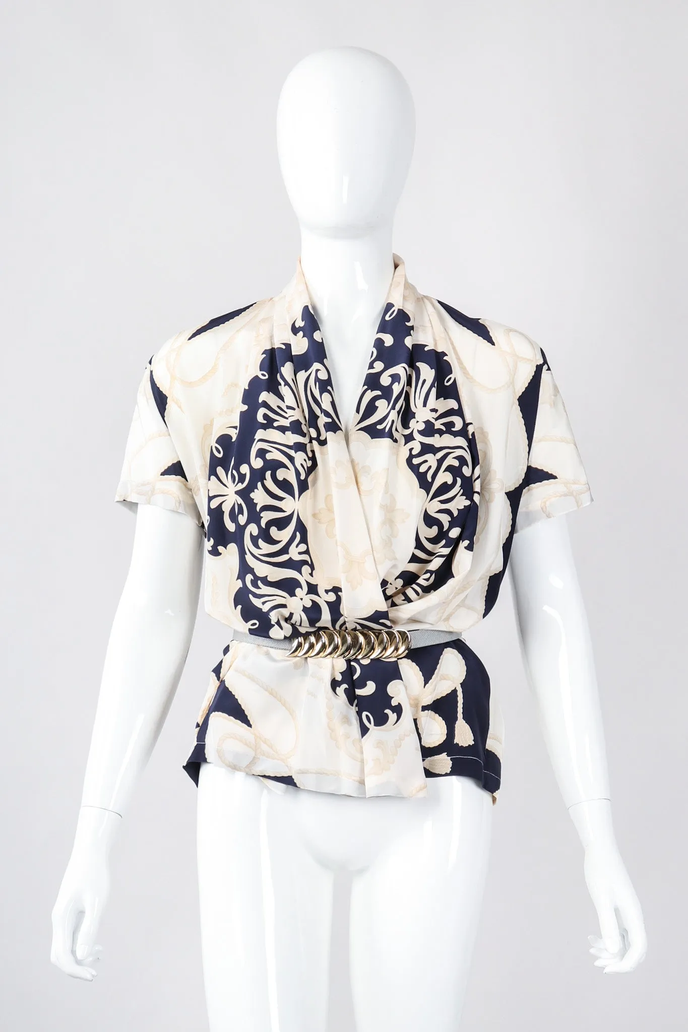 Rope Print Silk Jacket & Blouse Set