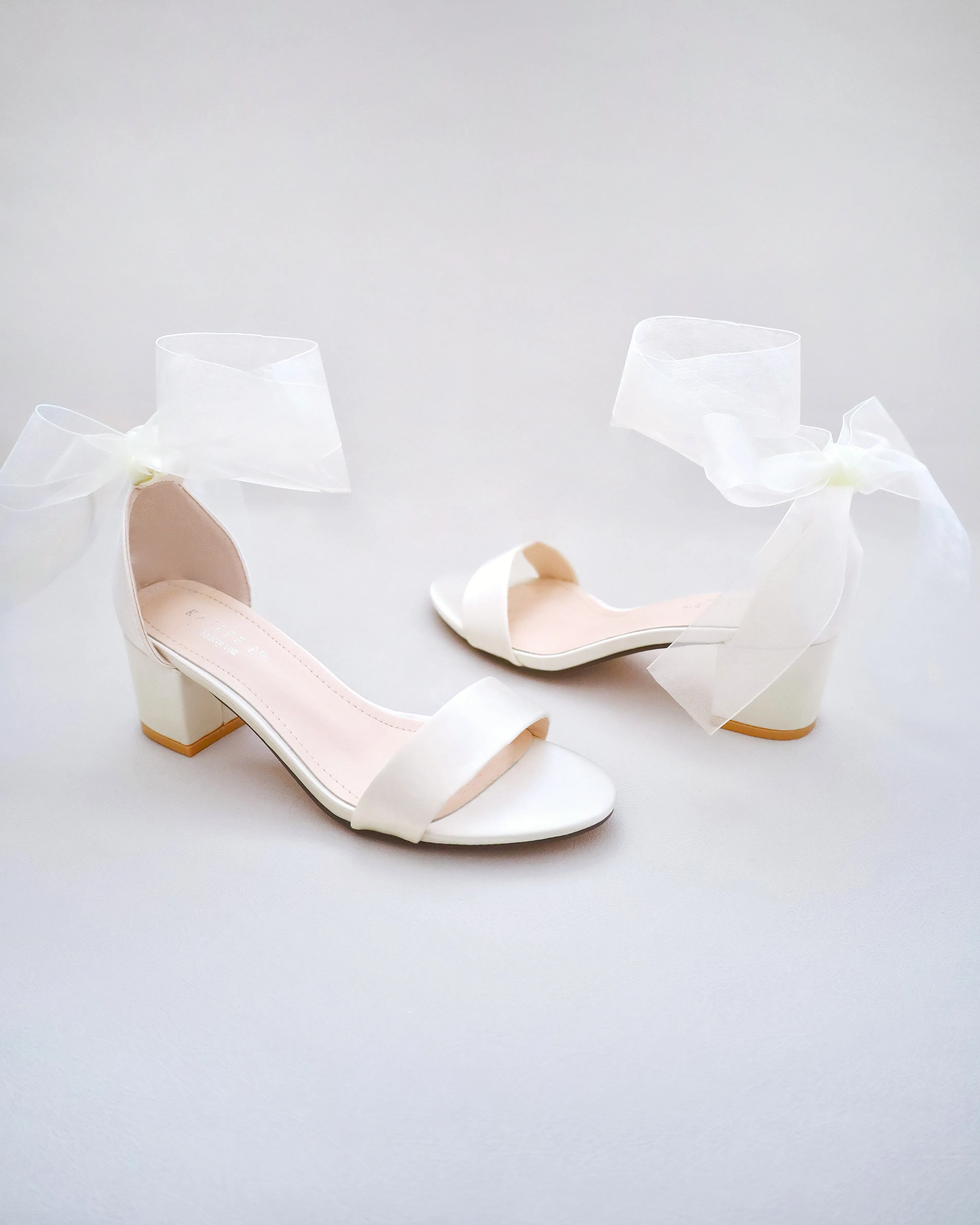 Satin Block Heel Sandal with Wrapped Ribbon Tie