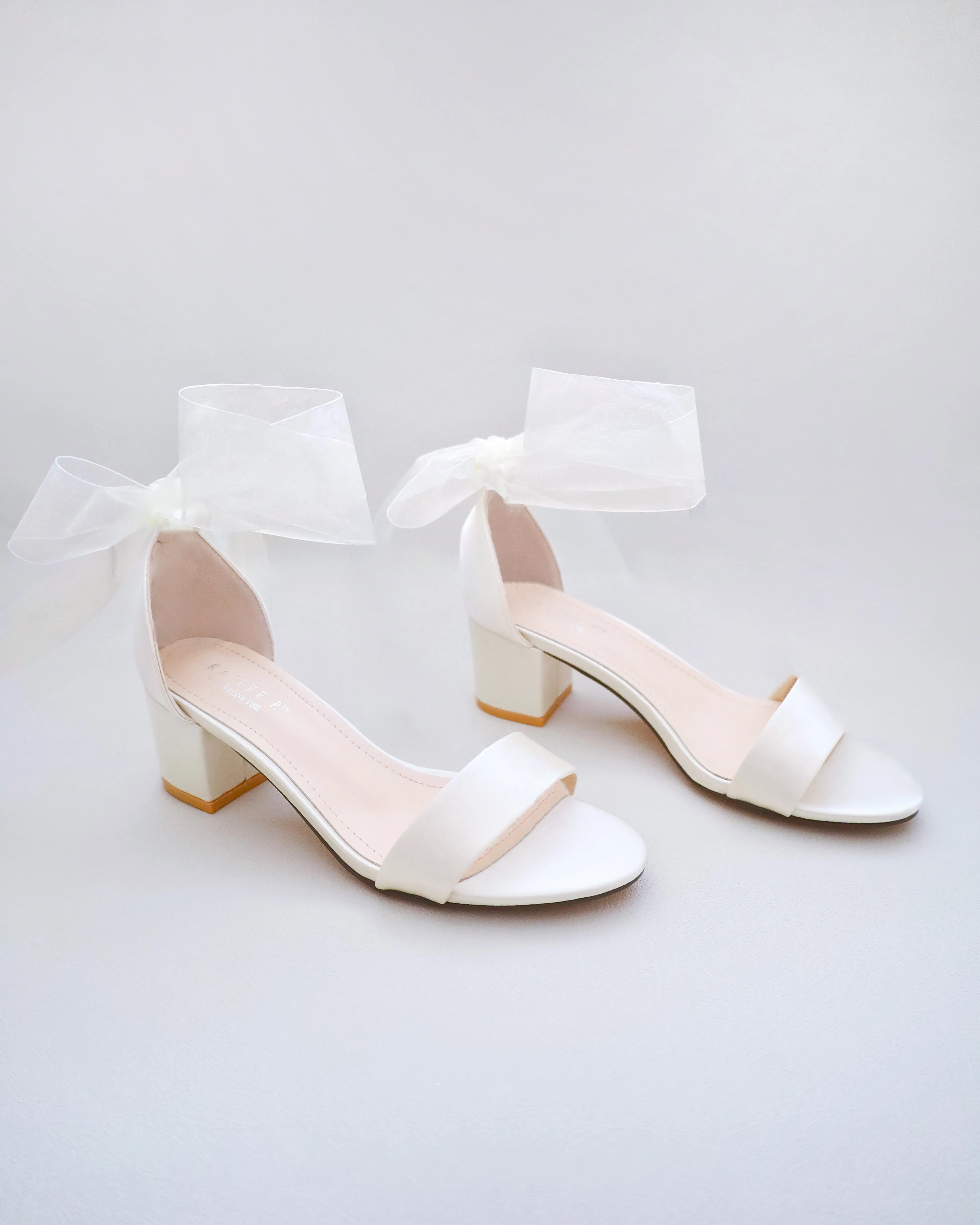 Satin Block Heel Sandal with Wrapped Ribbon Tie