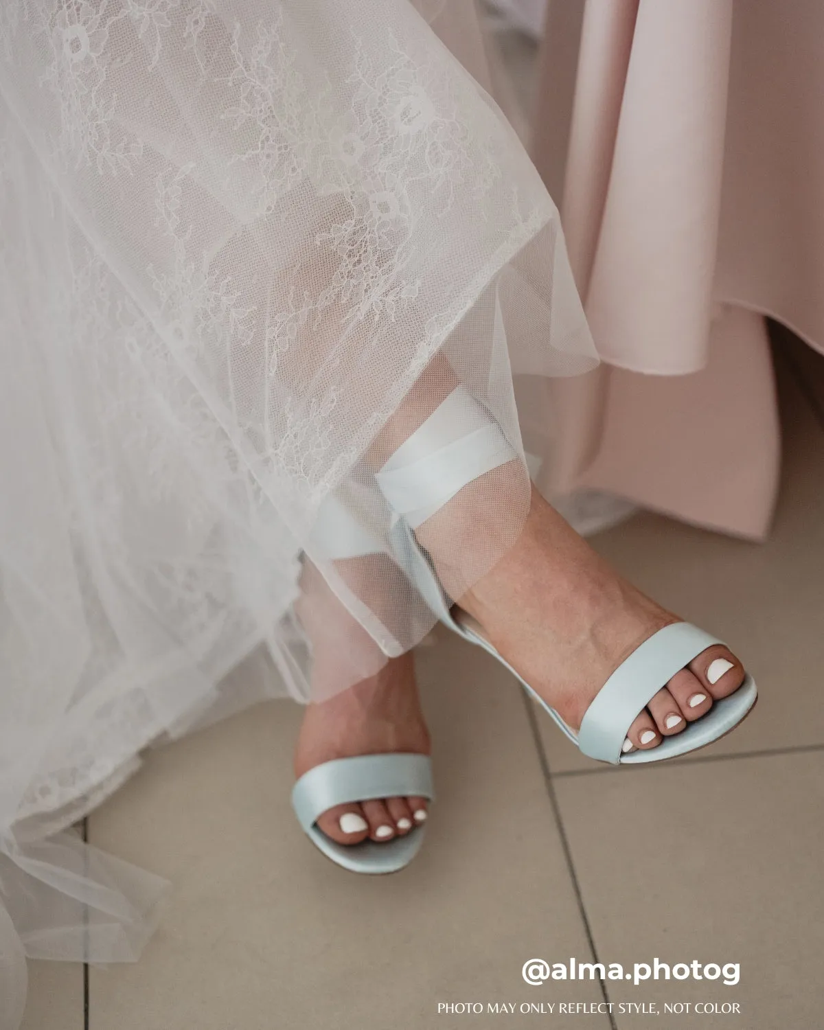 Satin Block Heel Sandal with Wrapped Ribbon Tie