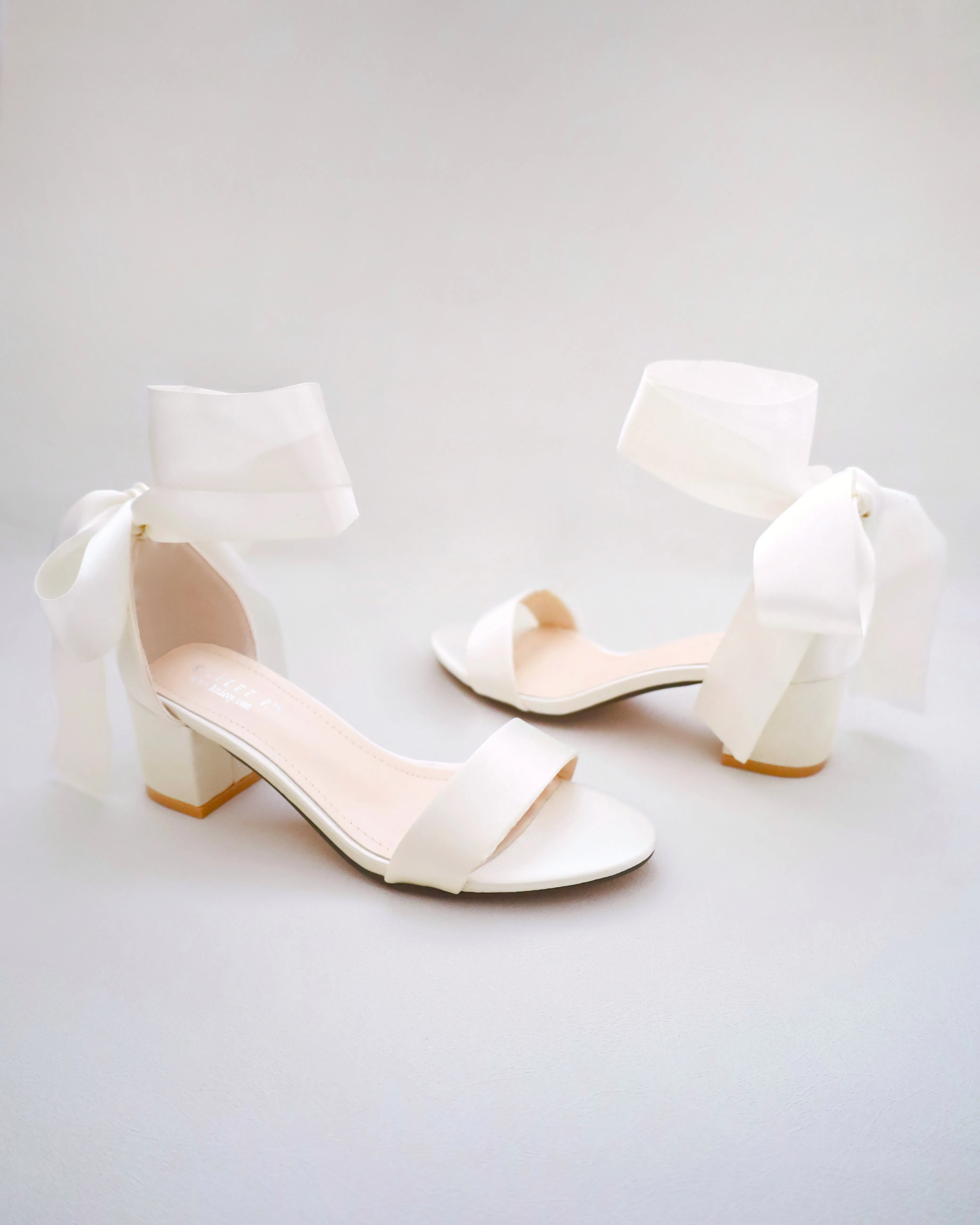 Satin Block Heel Sandal with Wrapped Ribbon Tie