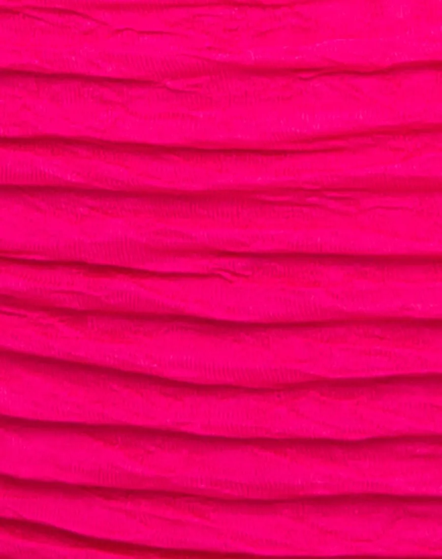 Shaca Bikini Bottom in 80's Crinkle Pink Highlighter