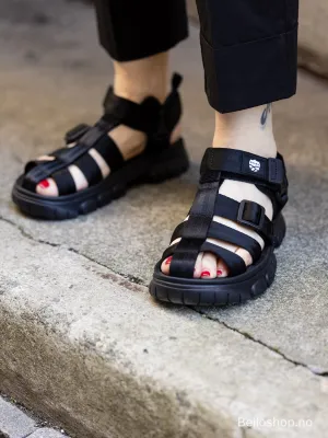 SHAKA Hiker sort sandal med flettet rem og borrelås