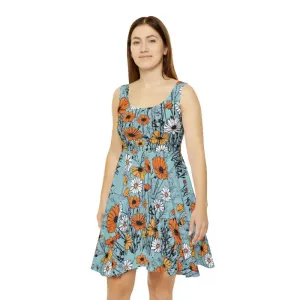 Showstopper Skater Dress with Orange and White Flowers