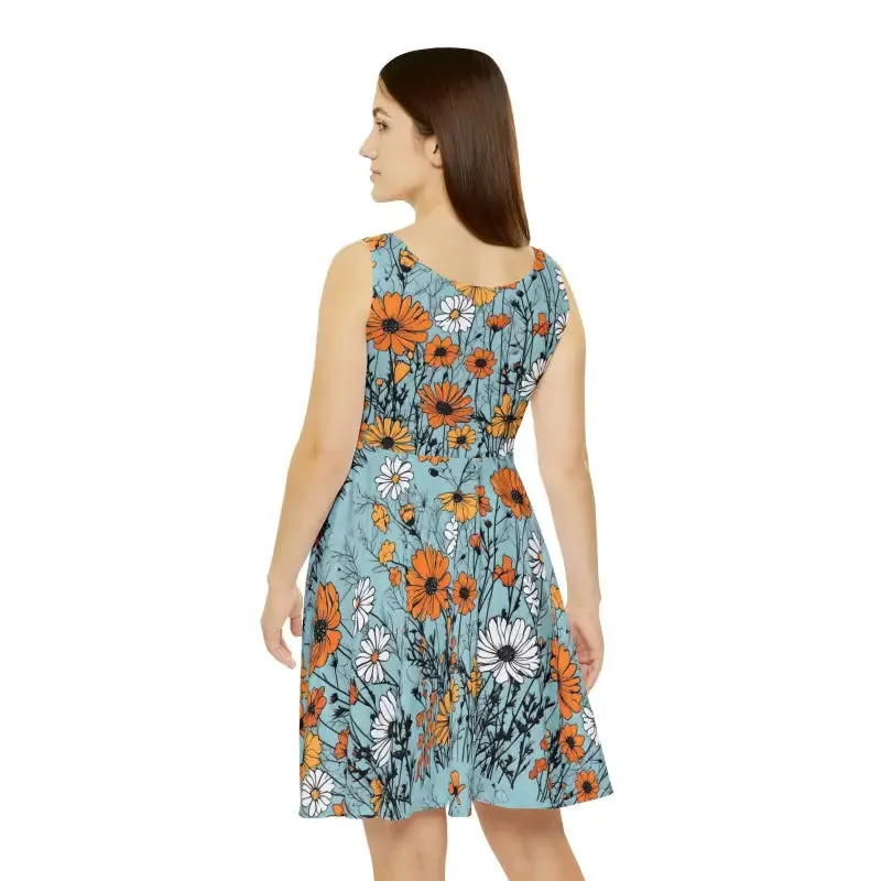 Showstopper Skater Dress with Orange and White Flowers