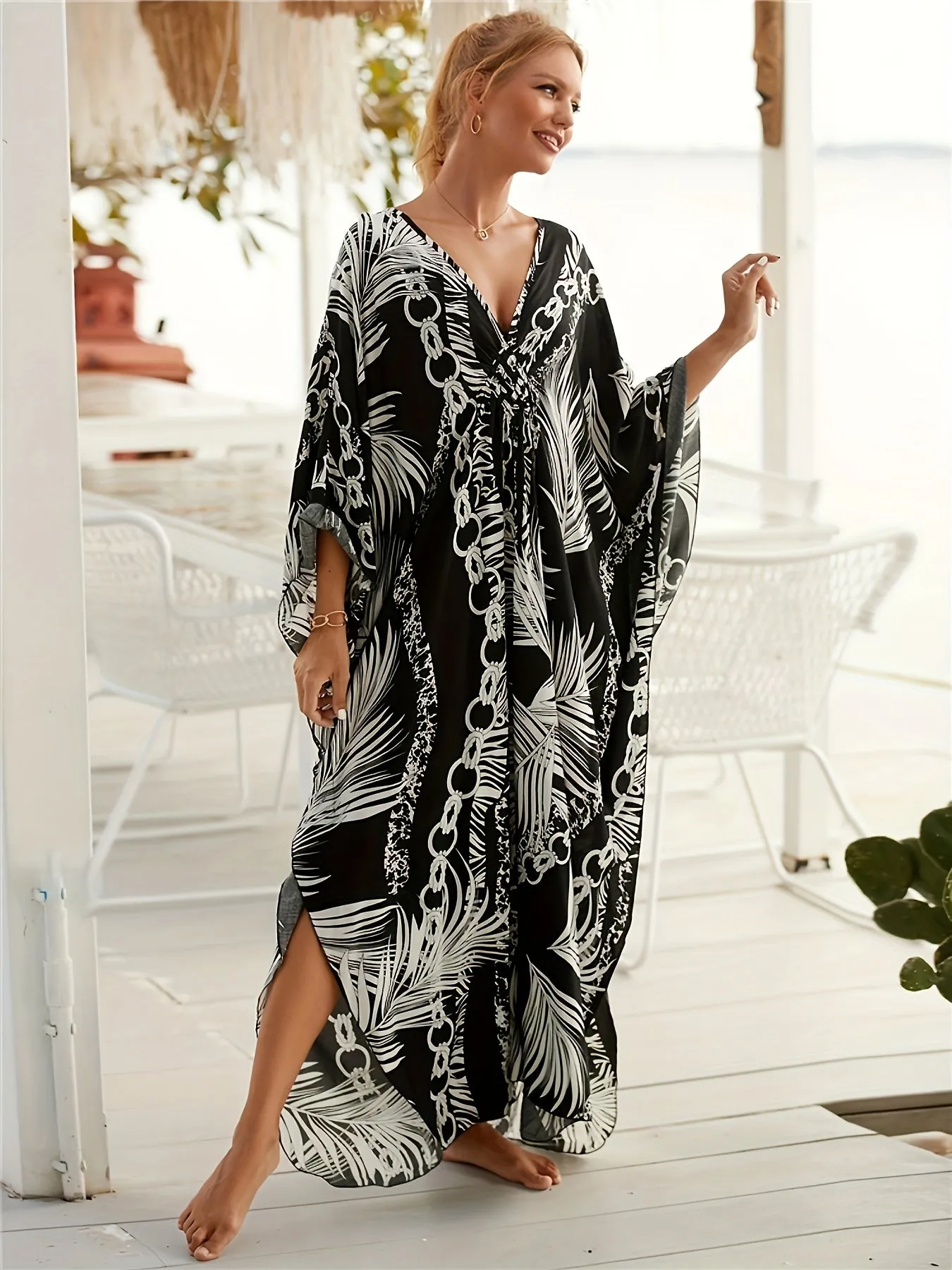 Sienna™ - Luxe Chain Print Kaftan Dress