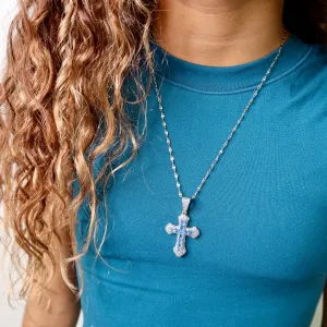 Silver & Blue Cross Necklace