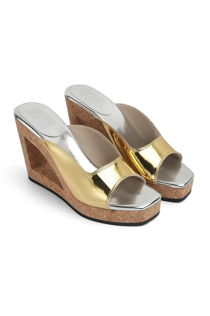 Silver Gold Metallic Structured Wedges