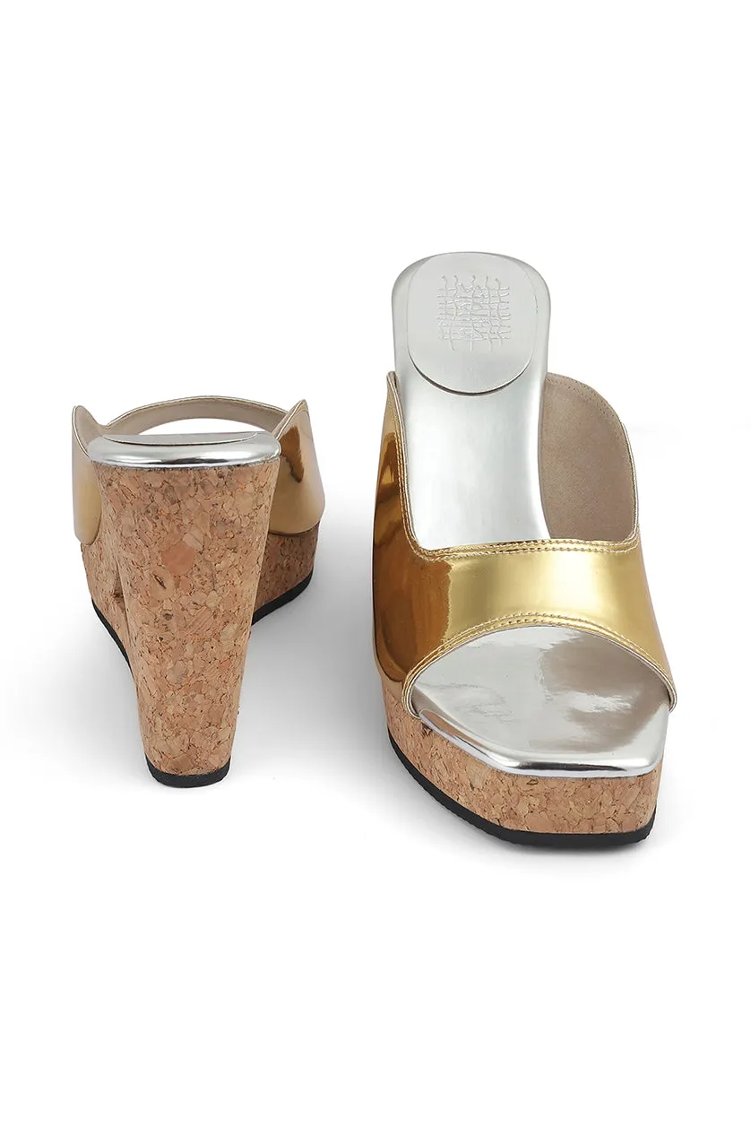 Silver Gold Metallic Structured Wedges
