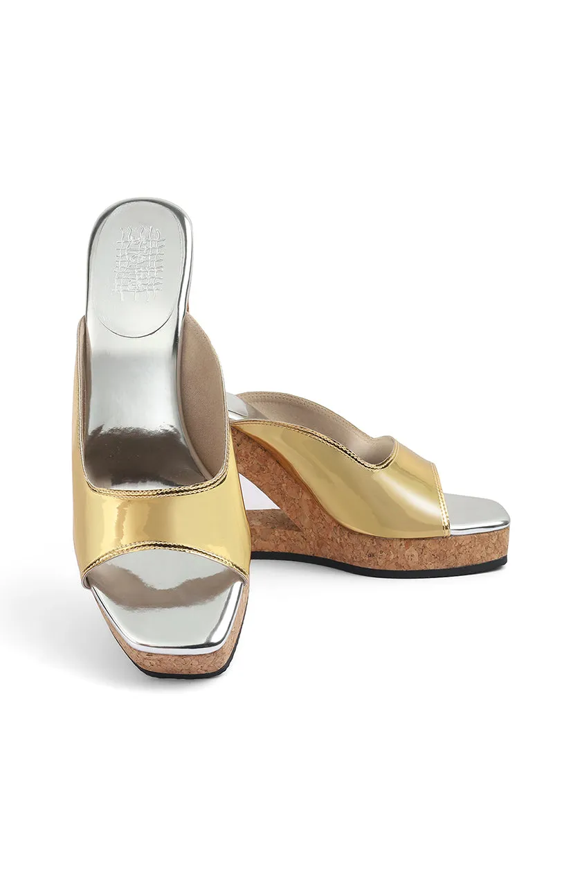 Silver Gold Metallic Structured Wedges