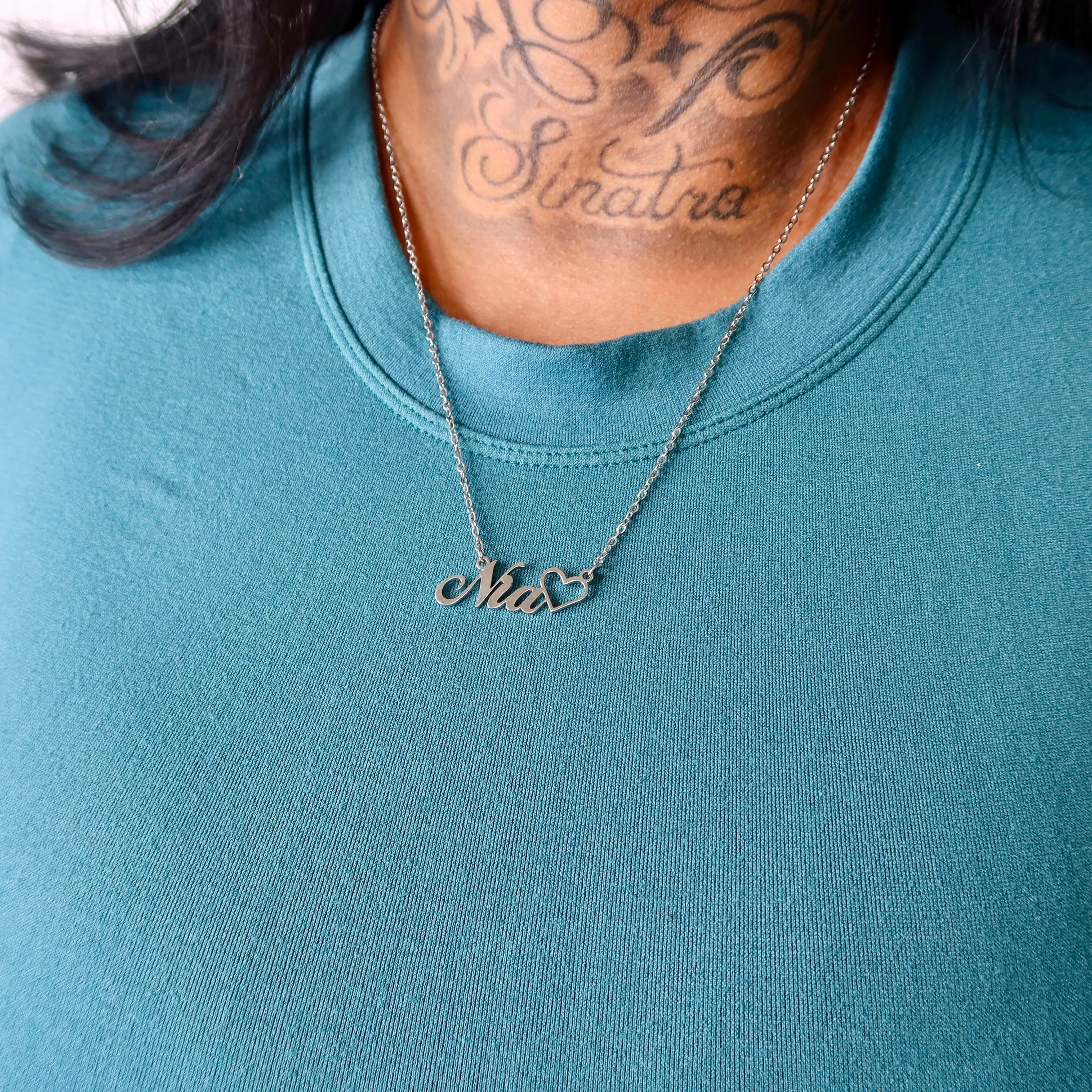 Silver Heart Name Necklace