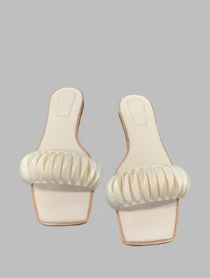 Simkhai Pearlized Ripple Flat Sandal- Pearl