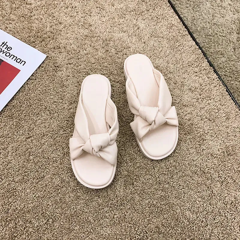 Simple Black Low-Heel Soft-Soled Summer Slippers