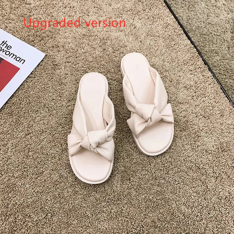 Simple Black Low-Heel Soft-Soled Summer Slippers