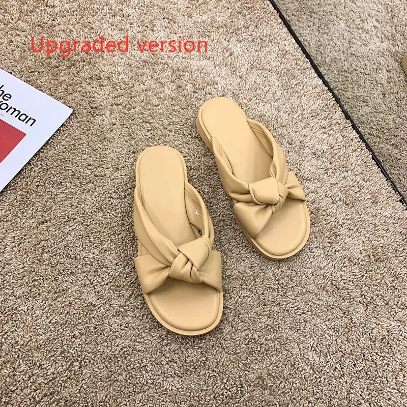 Simple Black Low-Heel Soft-Soled Summer Slippers