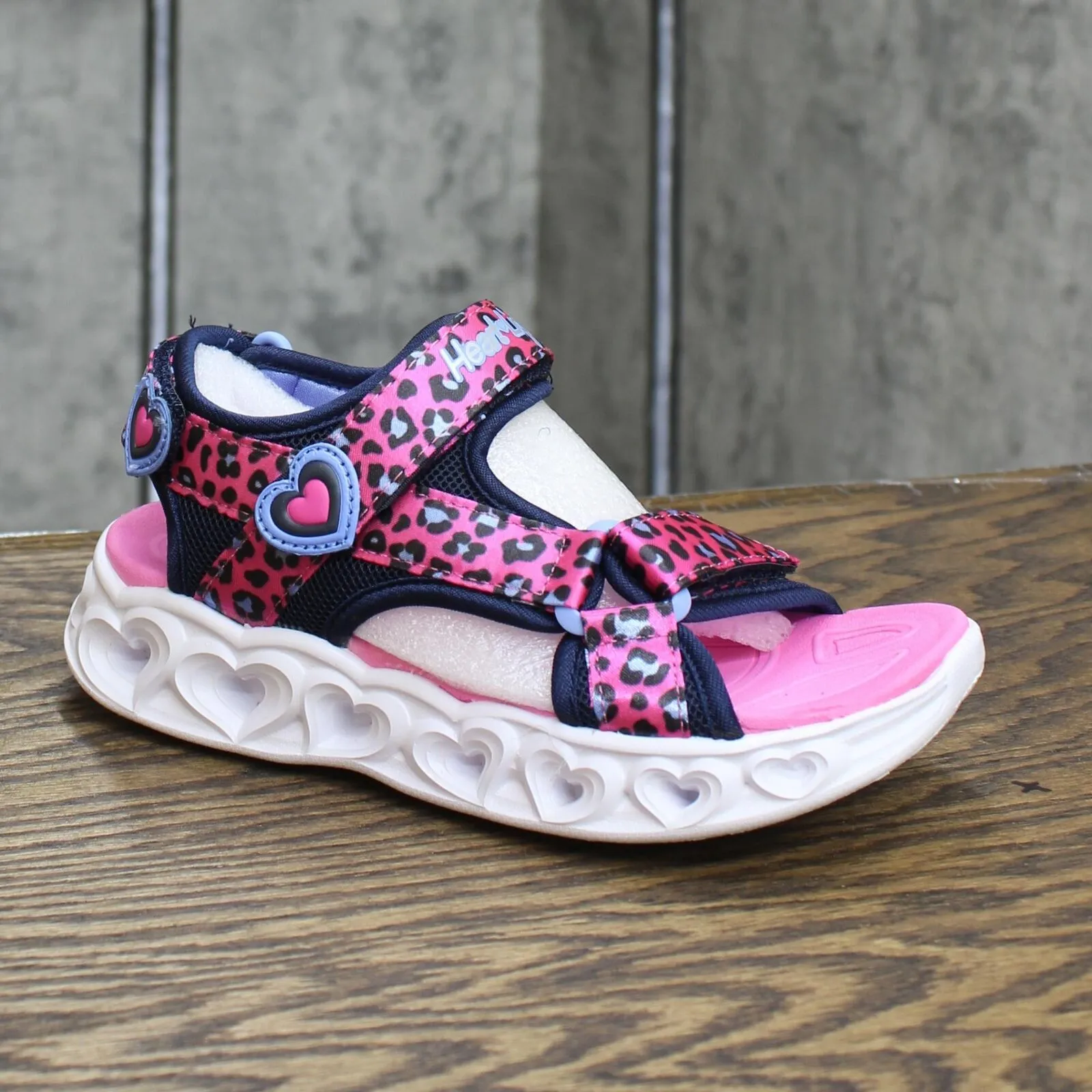 Skechers Girls' Lifestyle Lights Heart Savvy Cat Sandal Hot Pink / Blue 1