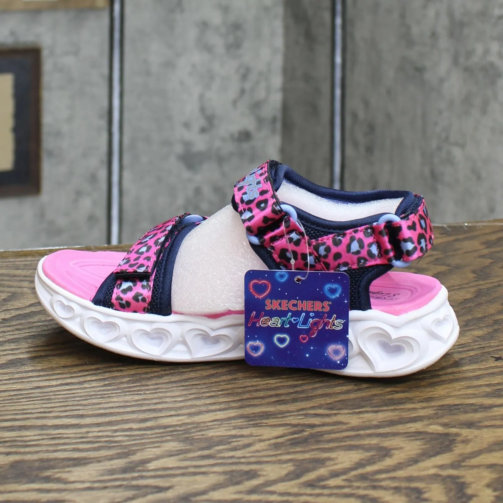 Skechers Girls' Lifestyle Lights Heart Savvy Cat Sandal Hot Pink / Blue 1