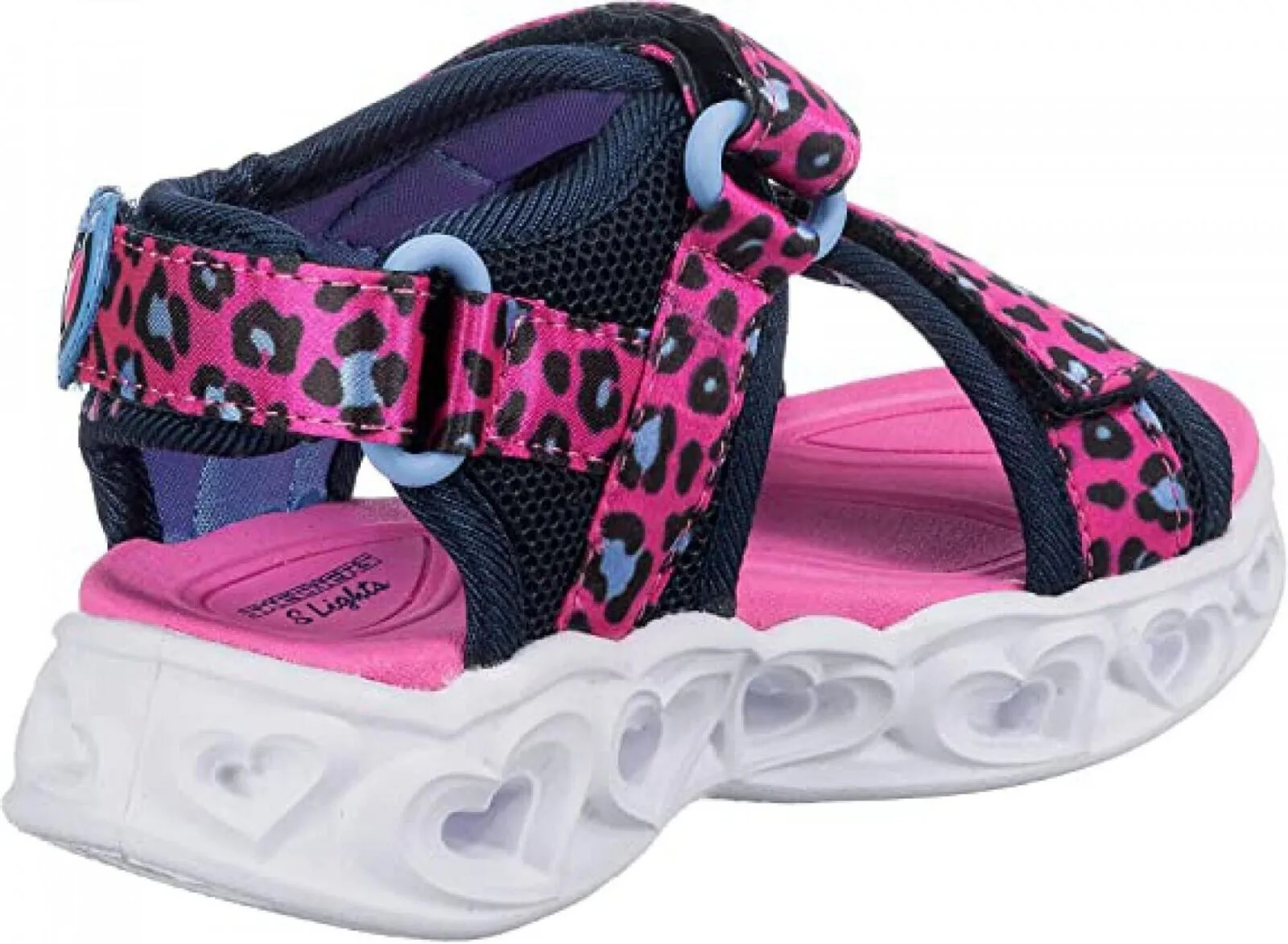 Skechers Girls' Lifestyle Lights Heart Savvy Cat Sandal Hot Pink / Blue 1