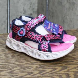 Skechers Girls' Lifestyle Lights Heart Savvy Cat Sandal Hot Pink / Blue 1