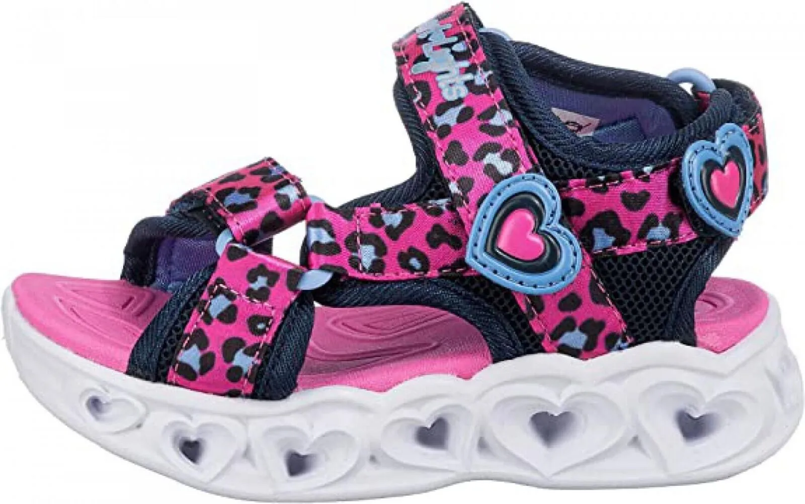Skechers Girls' Lifestyle Lights Heart Savvy Cat Sandal Hot Pink / Blue 1