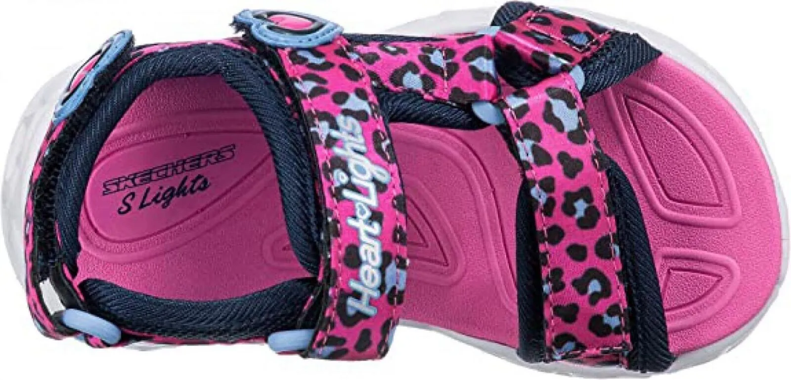 Skechers Girls' Lifestyle Lights Heart Savvy Cat Sandal Hot Pink / Blue 1
