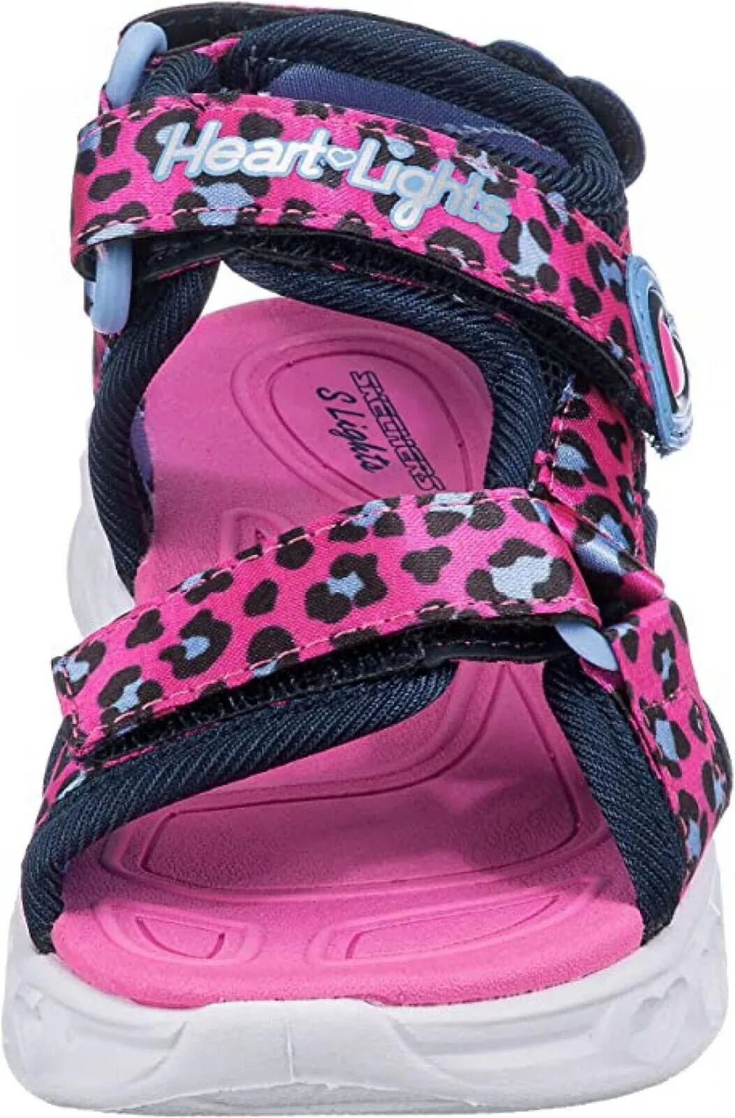Skechers Girls' Lifestyle Lights Heart Savvy Cat Sandal Hot Pink / Blue 1