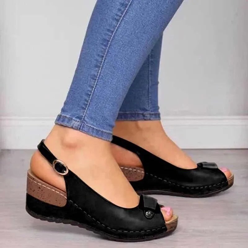 Slingback Wedge Sandals | Peep-Toe | Comfortable & Elegant