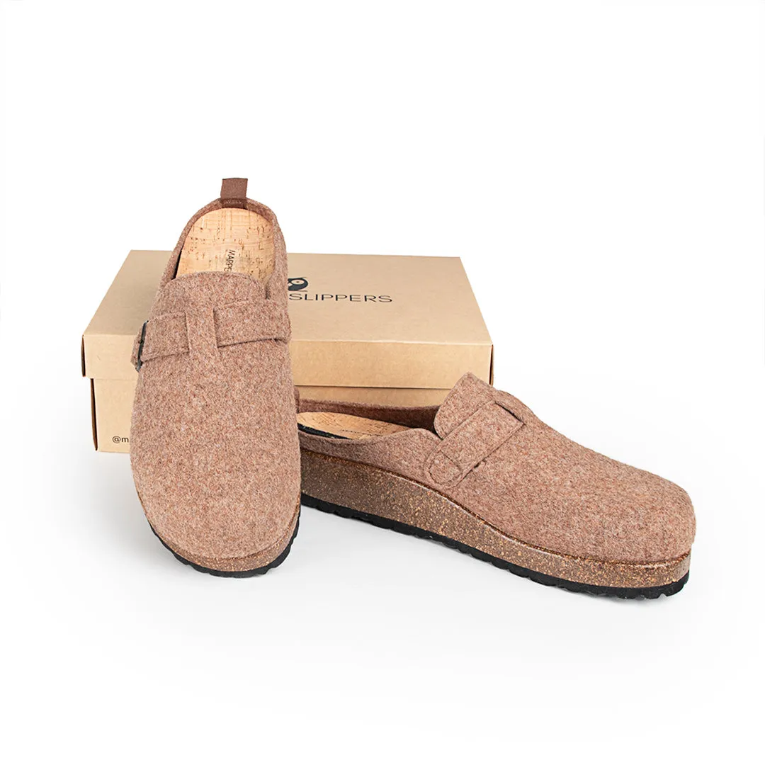 Slippers BIO Fieltro Marrón con hebilla