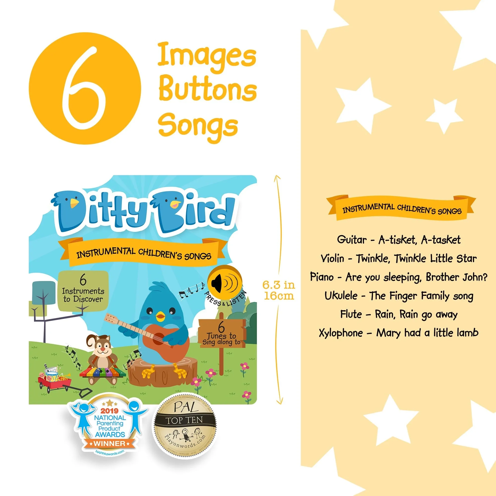 Sound Board Book - Instrumental Children's Songs - 12M 