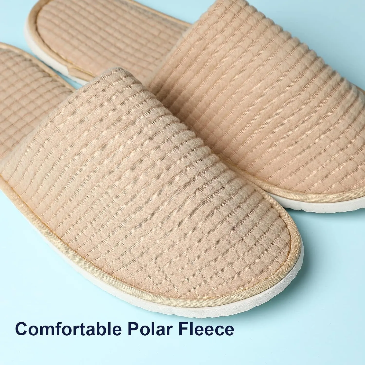 SPA Slippers, 6/12 Pairs Disposable Slippers for Guests, Soft Hotel Slippers Polar Fleece, Washable Reusable House Slippers Unisex, Bride Slippers for Wedding Party Bedroom Travel