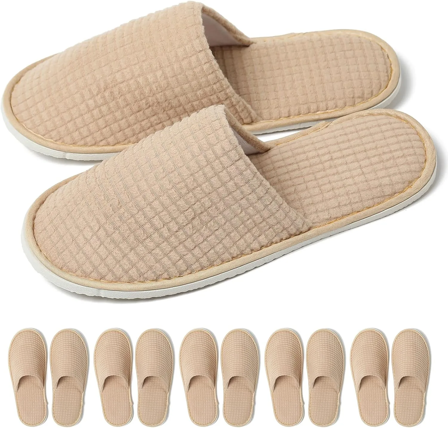 SPA Slippers, 6/12 Pairs Disposable Slippers for Guests, Soft Hotel Slippers Polar Fleece, Washable Reusable House Slippers Unisex, Bride Slippers for Wedding Party Bedroom Travel