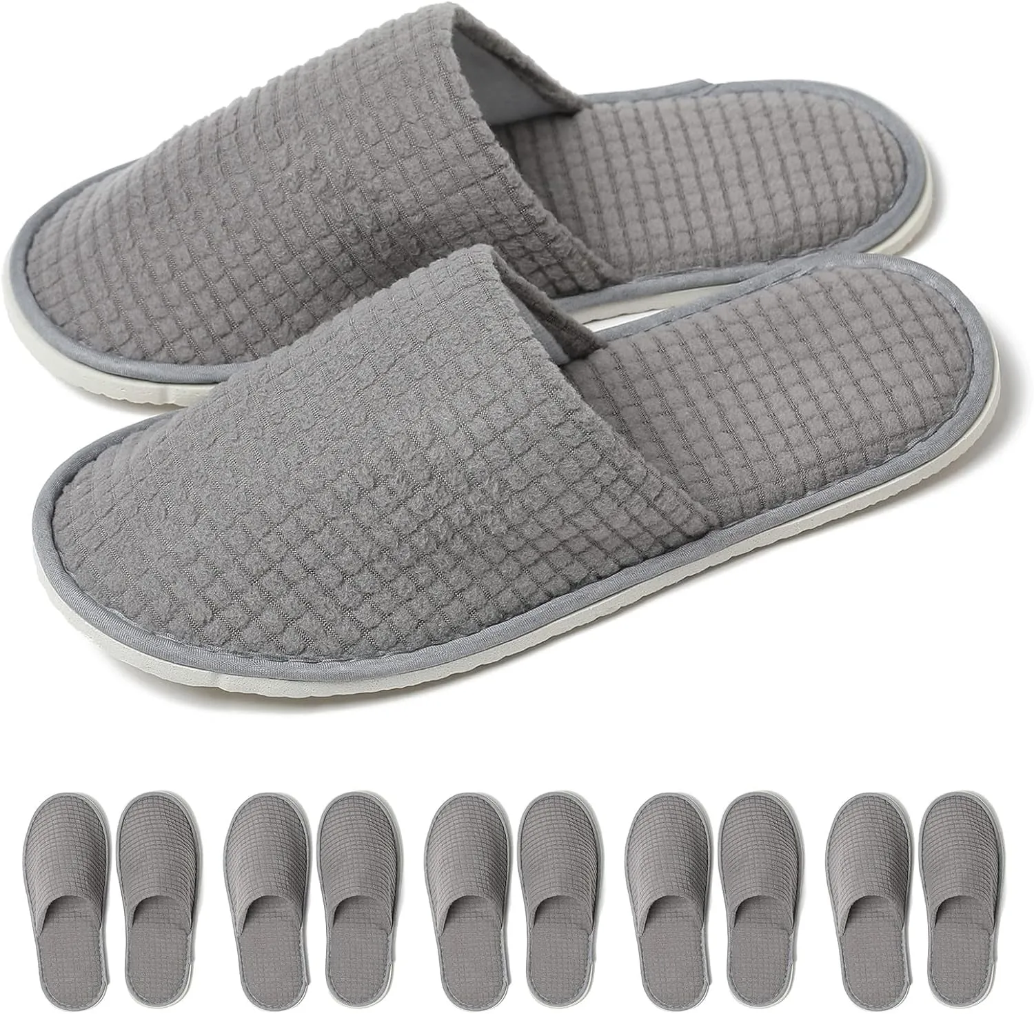 SPA Slippers, 6/12 Pairs Disposable Slippers for Guests, Soft Hotel Slippers Polar Fleece, Washable Reusable House Slippers Unisex, Bride Slippers for Wedding Party Bedroom Travel