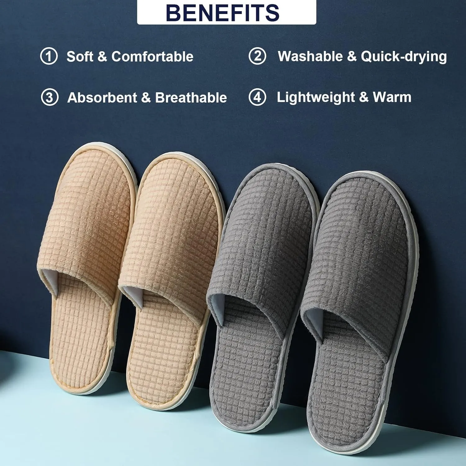 SPA Slippers, 6/12 Pairs Disposable Slippers for Guests, Soft Hotel Slippers Polar Fleece, Washable Reusable House Slippers Unisex, Bride Slippers for Wedding Party Bedroom Travel