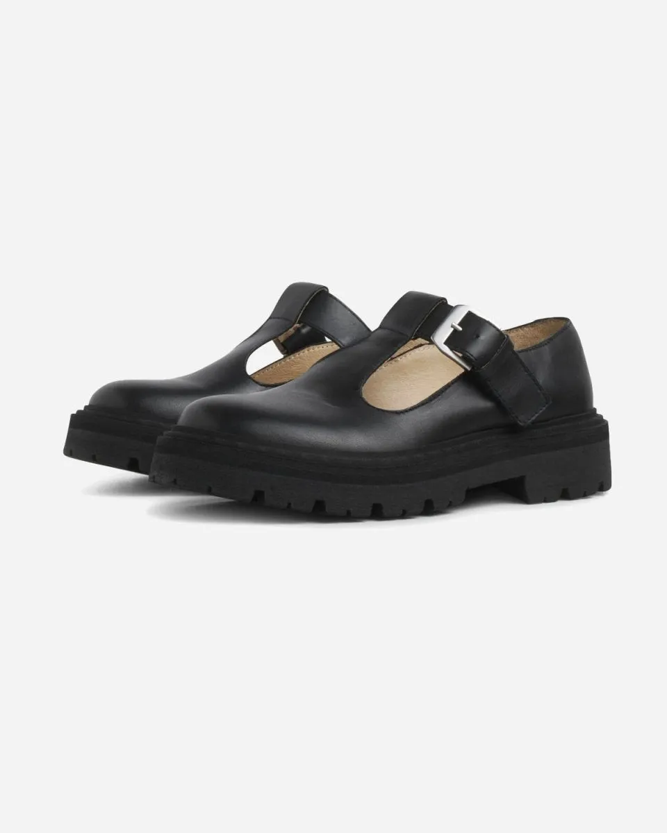 Spike Sandal - Black Leather
