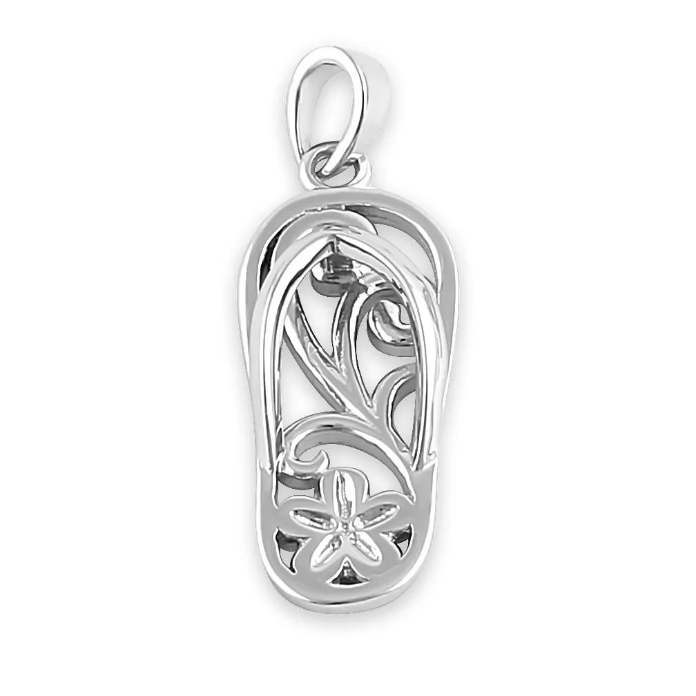 Sterling Silver Floral Sandal Pendant