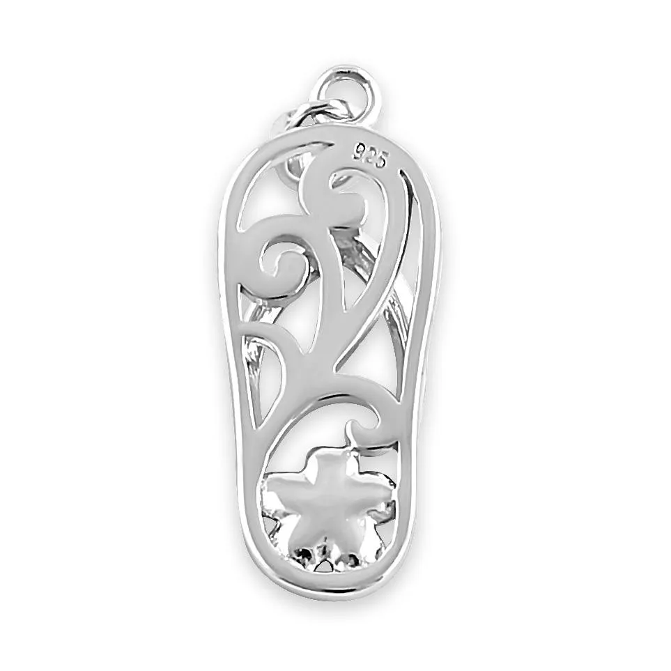 Sterling Silver Floral Sandal Pendant