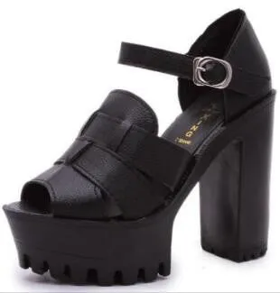 style women's summer shoes gauze open toe sandals platform shoes female thick heel platform high heels female sandals