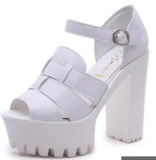 style women's summer shoes gauze open toe sandals platform shoes female thick heel platform high heels female sandals