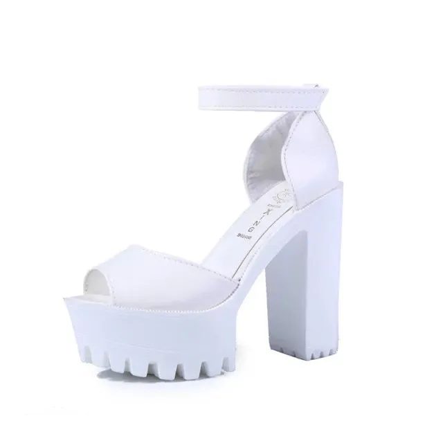 style women's summer shoes gauze open toe sandals platform shoes female thick heel platform high heels female sandals
