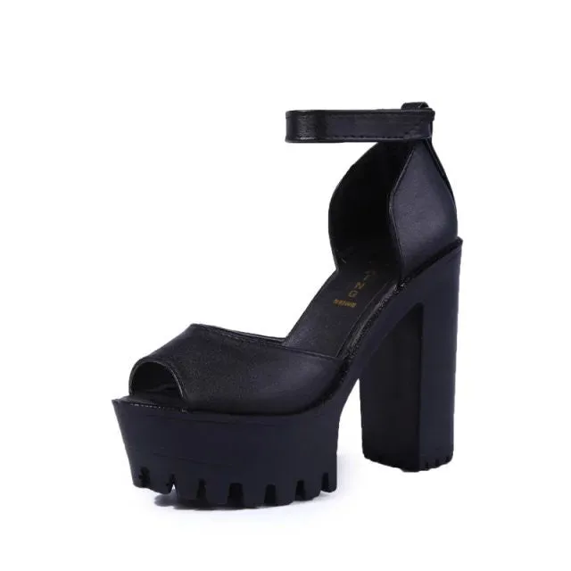style women's summer shoes gauze open toe sandals platform shoes female thick heel platform high heels female sandals