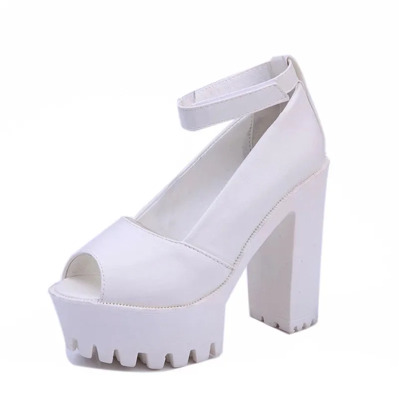 style women's summer shoes gauze open toe sandals platform shoes female thick heel platform high heels female sandals
