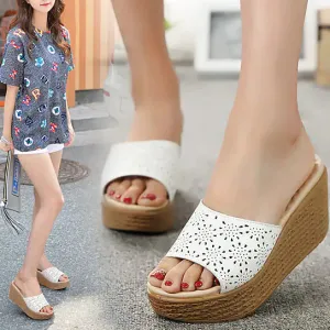 Stylish  Zinnia Wedges: Trendy Womens Floral Sandals for Garden Parties