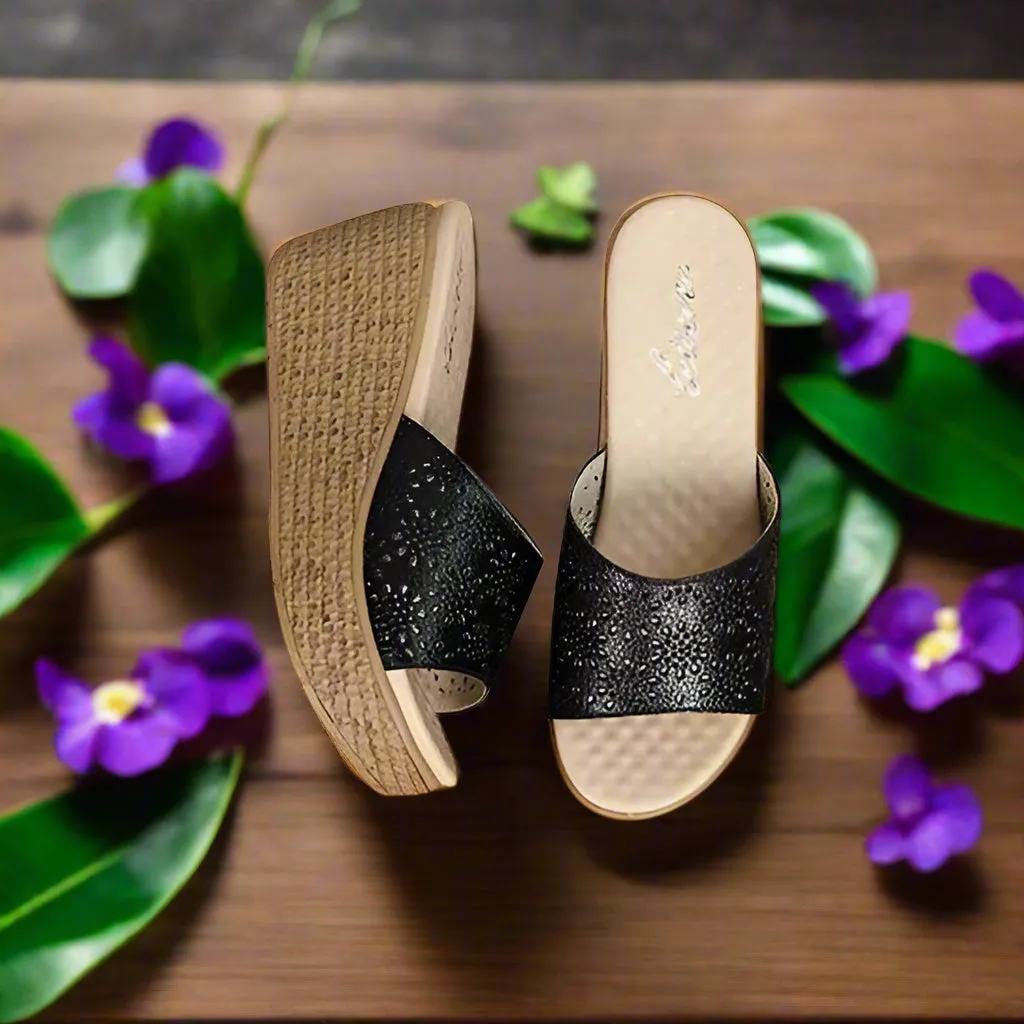 Stylish  Zinnia Wedges: Trendy Womens Floral Sandals for Garden Parties