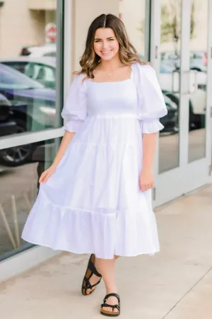 Sweet Caroline Midi Dress in White