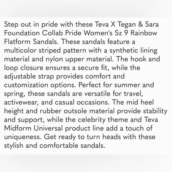 Teva Flatform Universal Rainbow Pride Platform Sandals Womens Size 9