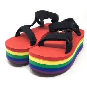 Teva Flatform Universal Rainbow Pride Platform Sandals Womens Size 9