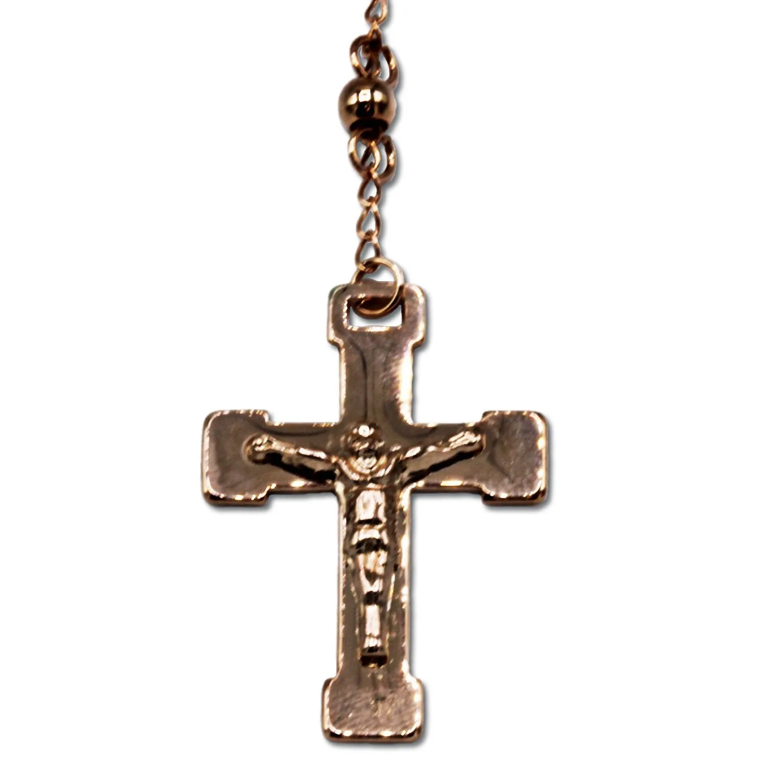 Traditional Rose Gold Rosary Necklace Five Decade Catholic Prayer Beads 4mm